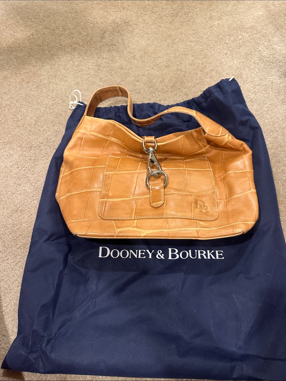 Dooney & Bourke Cognac Croc-Embossed Shoulder Bag